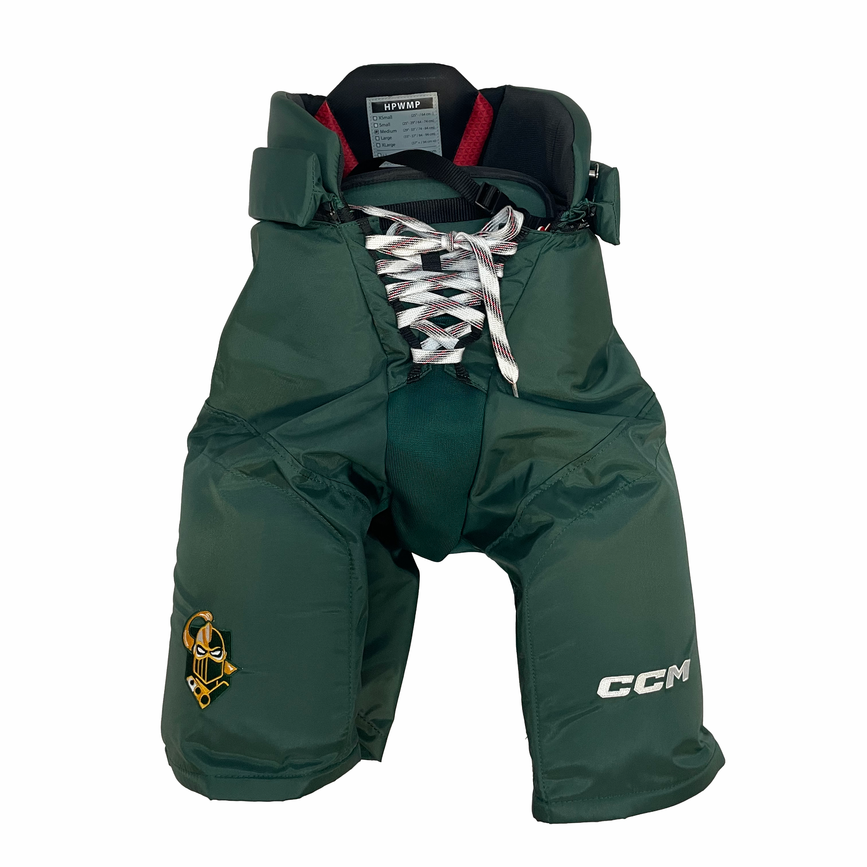 CCM HPWMP - Pantalon de hockey NCAA Pro Stock pour femme (vert/jaune/blanc)